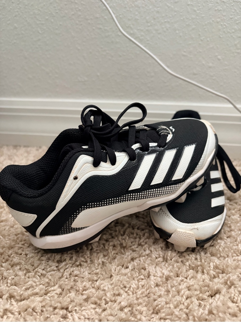 adidas Kids Black and White Athletic Cleats - Youth Soccer/Football Shoes